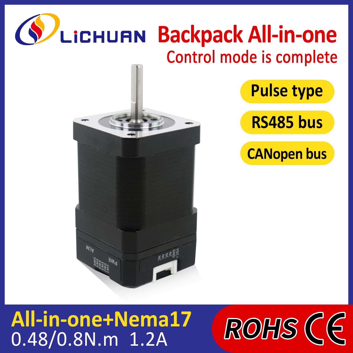 Backpack Type NEMA17 Open Loop-Closed Loop Integrated Stepper Motor