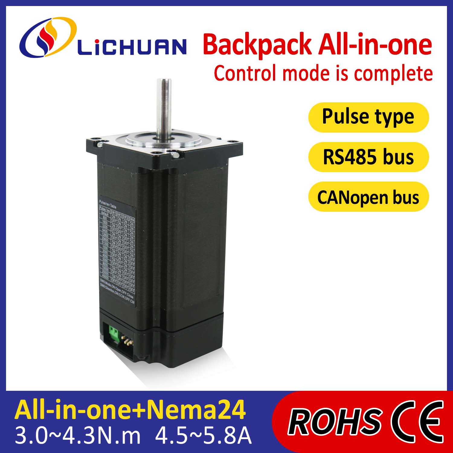 Backpack Type NEMA24 Open Loop-Closed Loop Integrated Stepper Motor